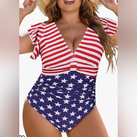 These American Flag Swimsuits
Are Red, White & Cute: - Picture 1 of 9